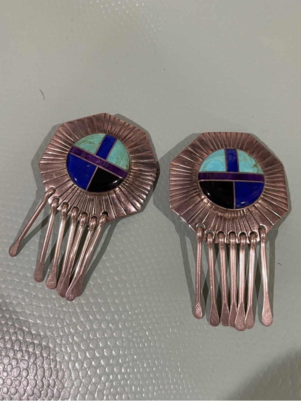 Vintage Sterling Silver Gemstone Clipon Earrings